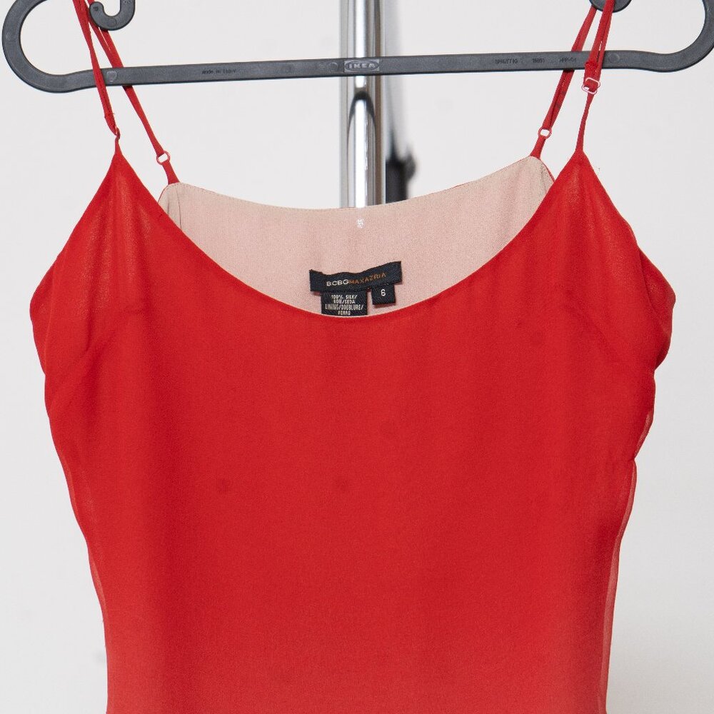BCBG Red Ombre Silk Cocktail Dress